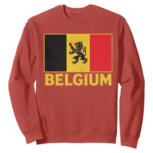 Vintage Belgium Soccer Flag with Lion Graphic Sweatshirt Belgian Football Pride Gift for Fans TS10 Red Print Your Wear