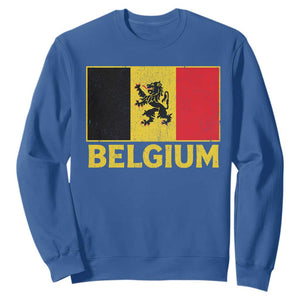 Vintage Belgium Soccer Flag with Lion Graphic Sweatshirt Belgian Football Pride Gift for Fans TS10 Royal Blue Print Your Wear