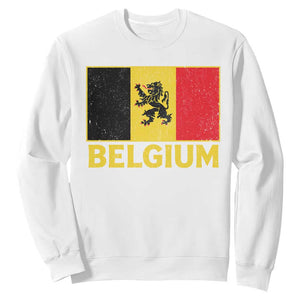Vintage Belgium Soccer Flag with Lion Graphic Sweatshirt Belgian Football Pride Gift for Fans TS10 White Print Your Wear