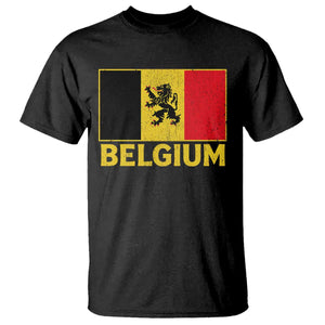 Vintage Belgium Soccer Flag with Lion Graphic T Shirt Belgian Football Pride Gift for Fans TS10 Black Print Your Wear