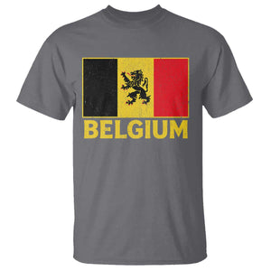Vintage Belgium Soccer Flag with Lion Graphic T Shirt Belgian Football Pride Gift for Fans TS10 Charcoal Print Your Wear