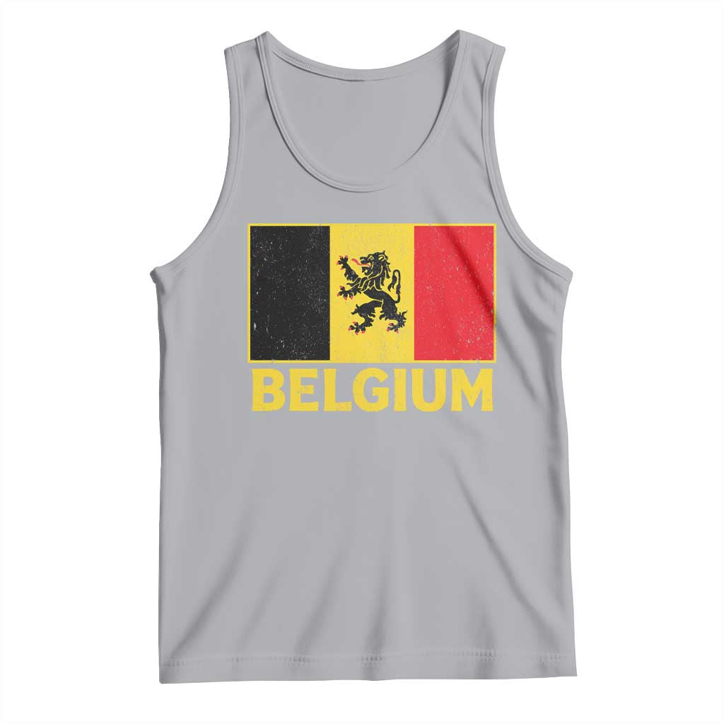 Vintage Belgium Soccer Flag with Lion Graphic Tank Top Belgian Football Pride Gift for Fans TS10 Athletic Heather Print Your Wear