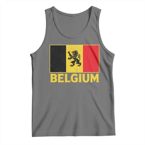 Vintage Belgium Soccer Flag with Lion Graphic Tank Top Belgian Football Pride Gift for Fans TS10 Black Heather Print Your Wear