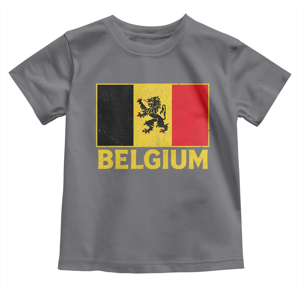 Vintage Belgium Soccer Flag with Lion Graphic Toddler T Shirt Belgian Football Pride Gift for Fans TS10 Charcoal Print Your Wear