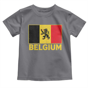 Vintage Belgium Soccer Flag with Lion Graphic Toddler T Shirt Belgian Football Pride Gift for Fans TS10 Charcoal Print Your Wear