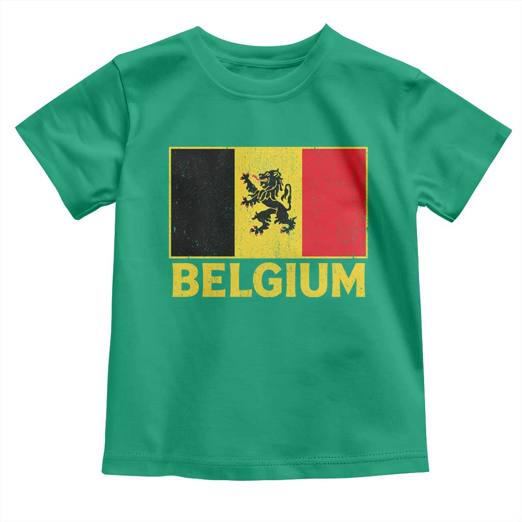 Vintage Belgium Soccer Flag with Lion Graphic Toddler T Shirt Belgian Football Pride Gift for Fans TS10 Irish Green Print Your Wear