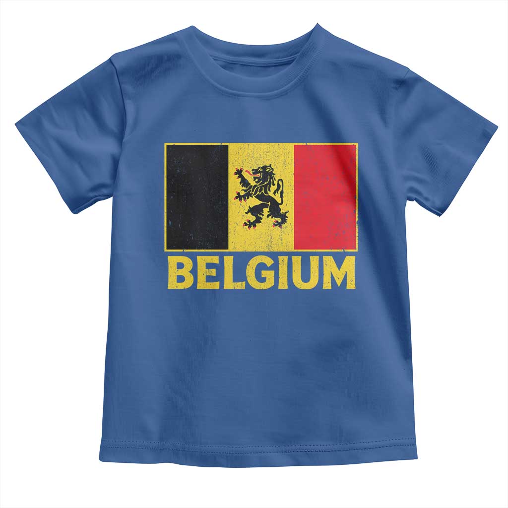 Vintage Belgium Soccer Flag with Lion Graphic Toddler T Shirt Belgian Football Pride Gift for Fans TS10 Royal Blue Print Your Wear