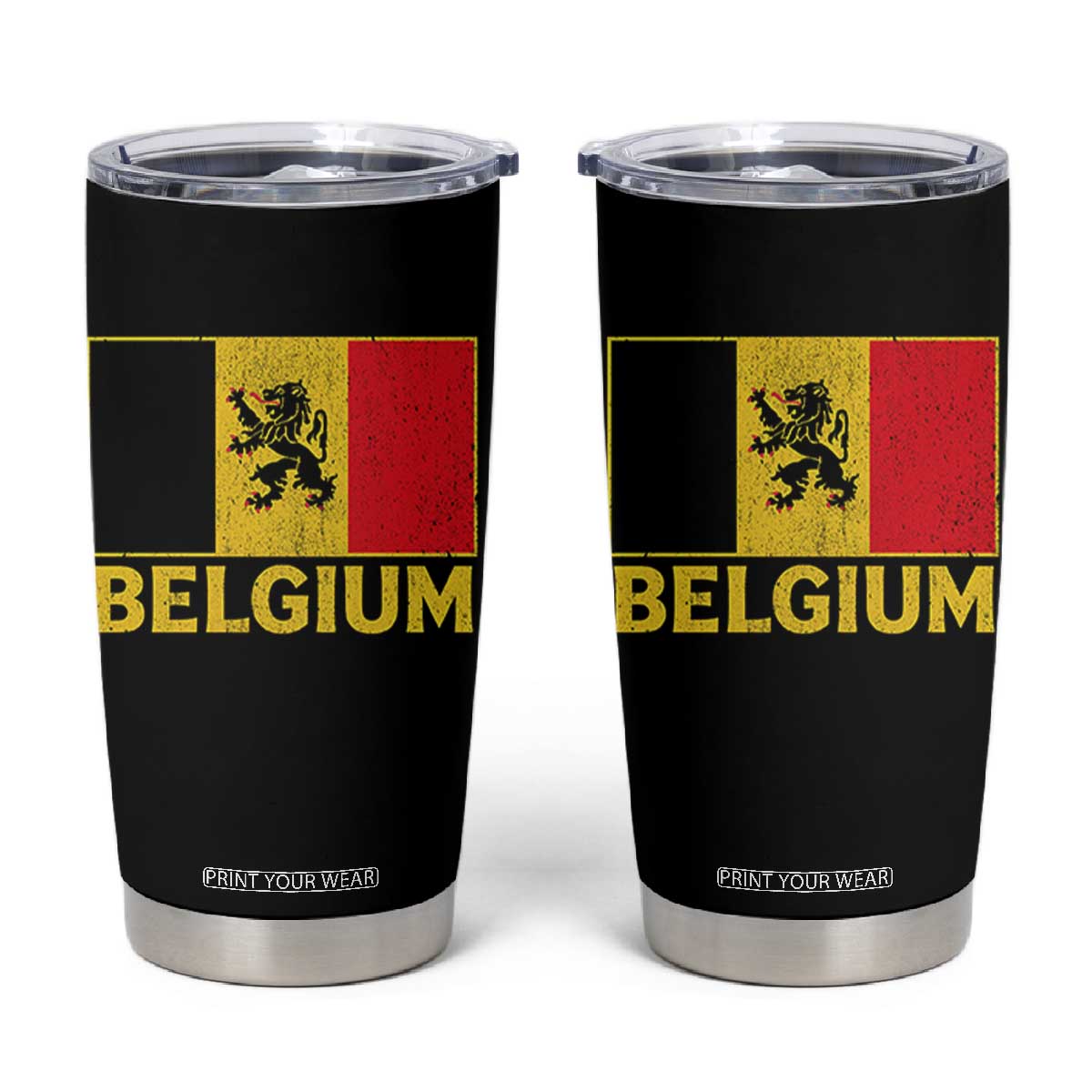 Vintage Belgium Soccer Flag with Lion Graphic Tumbler Cup Belgian Football Pride Gift for Fans TS10 Black Print Your Wear