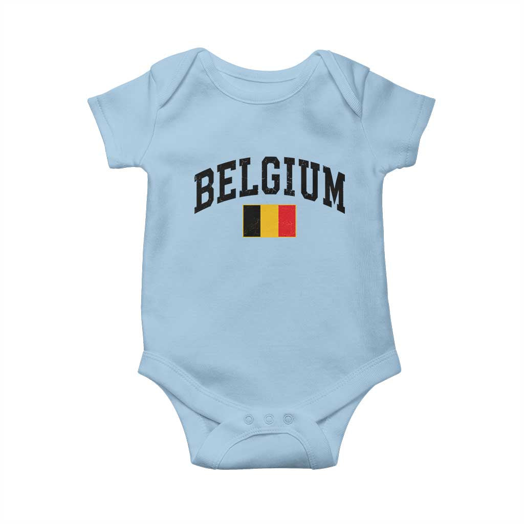 Vintage Belgium Baby Onesie Belgian Soccer Football Pride Gift for Fans TS10 Light Blue Print Your Wear
