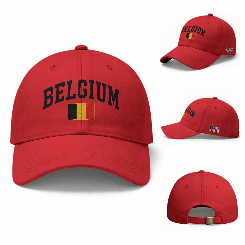 Vintage Belgium Baseball Cap Belgian Soccer Football Pride Gift for Fans TS10 Baseball Cap Universal Fit Red Print Your Wear