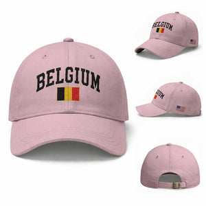 Vintage Belgium Baseball Cap Belgian Soccer Football Pride Gift for Fans TS10 Baseball Cap Universal Fit Light Pink Print Your Wear