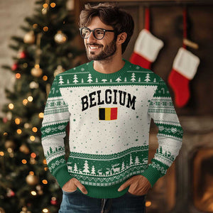 Vintage Belgium Ugly Christmas Sweater Belgian Soccer Football Pride Gift for Fans TS10 Beige Green Print Your Wear