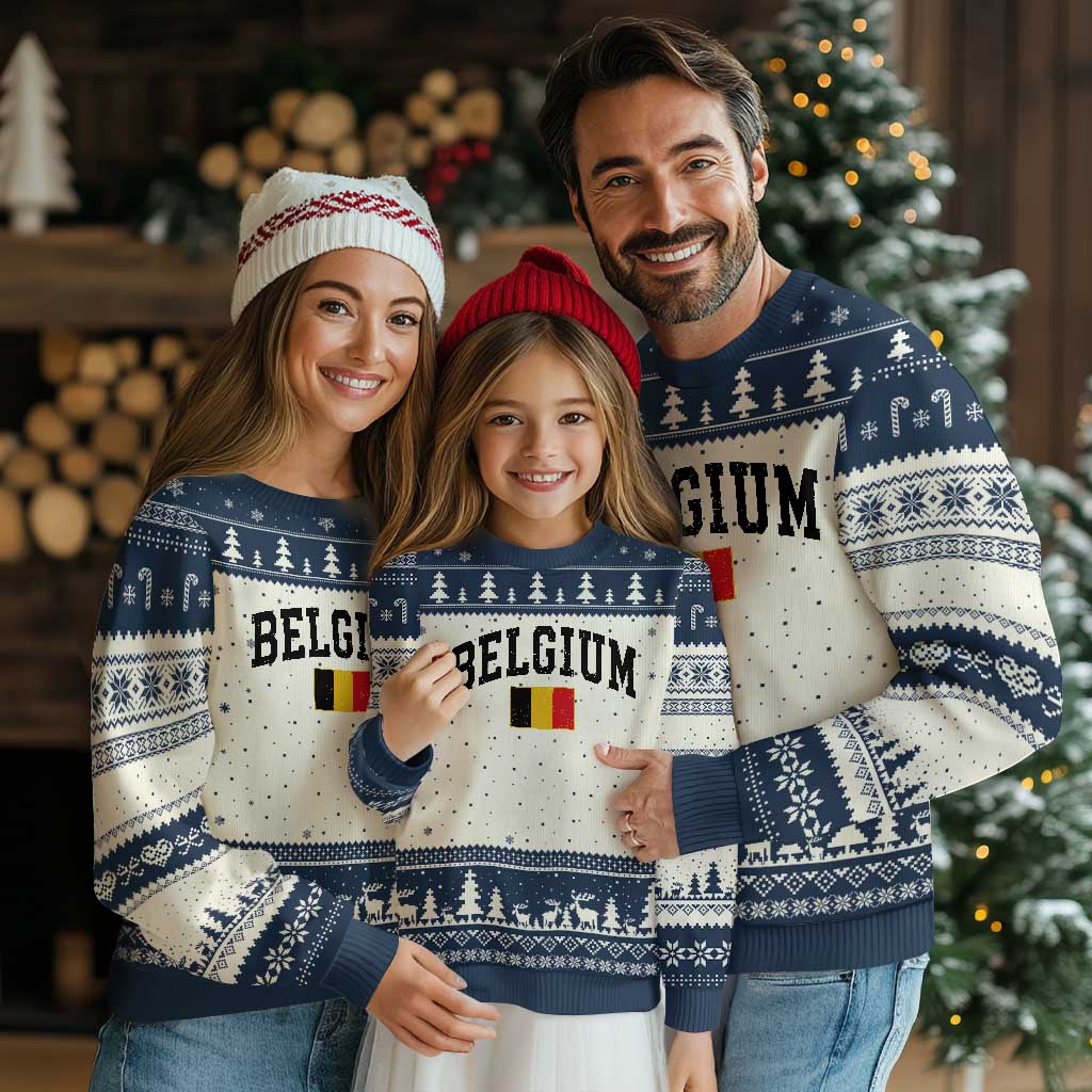 Vintage Belgium Ugly Christmas Sweater Belgian Soccer Football Pride Gift for Fans TS10 Beige Navy Print Your Wear