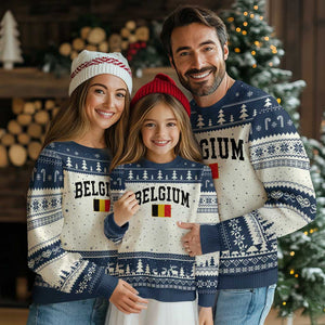 Vintage Belgium Ugly Christmas Sweater Belgian Soccer Football Pride Gift for Fans TS10 Beige Navy Print Your Wear