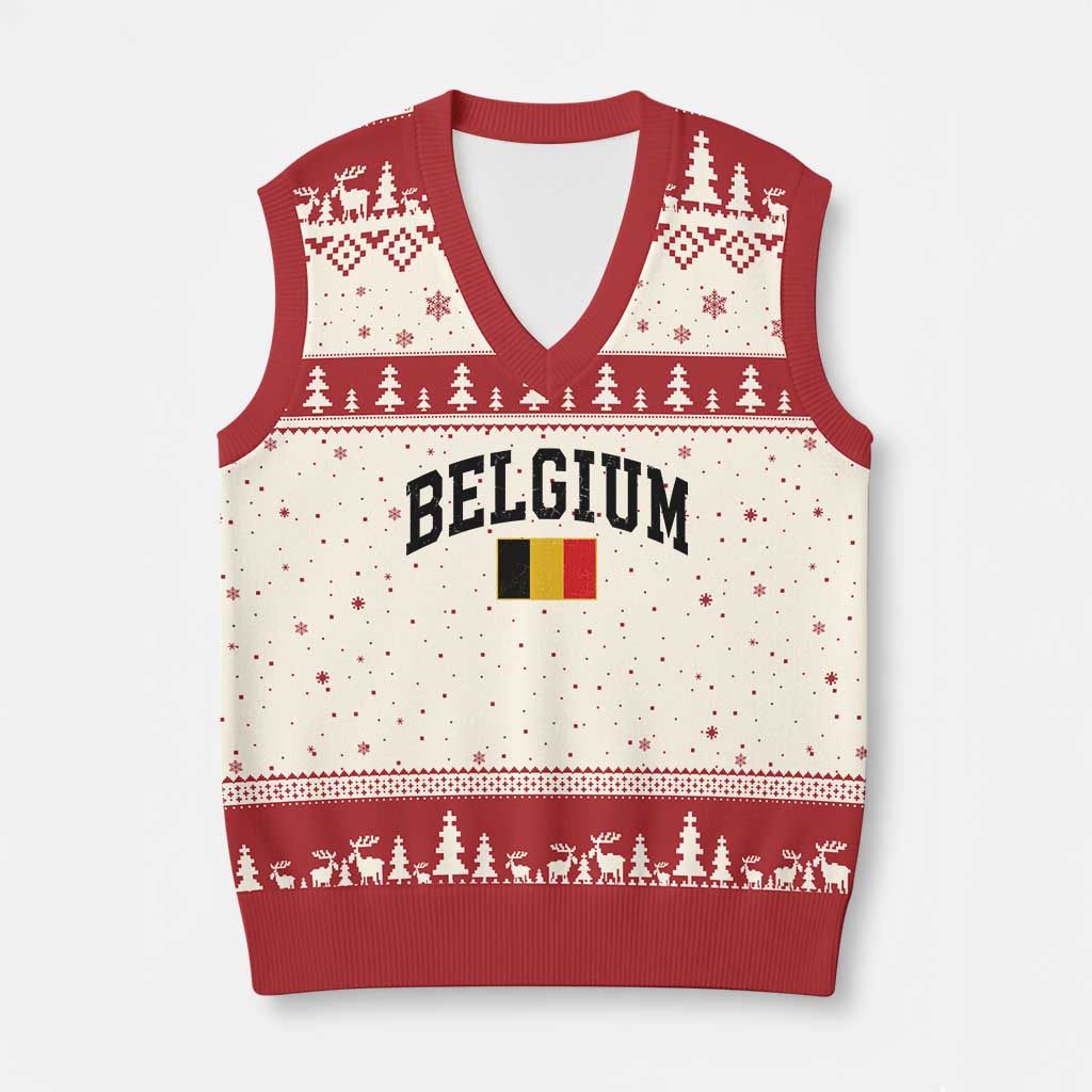 Vintage Belgium V-Neck Knit Sweater Vest Belgian Soccer Football Pride Gift for Fans TS10 Beige Red Print Your Wear