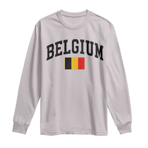 Vintage Belgium Long Sleeve Shirt Belgian Soccer Football Pride Gift for Fans TS10 Ice Gray Print Your Wear