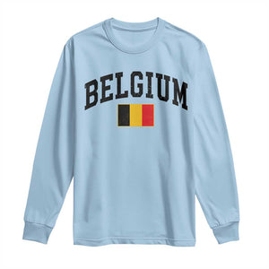 Vintage Belgium Long Sleeve Shirt Belgian Soccer Football Pride Gift for Fans TS10 S Light Blue Print Your Wear