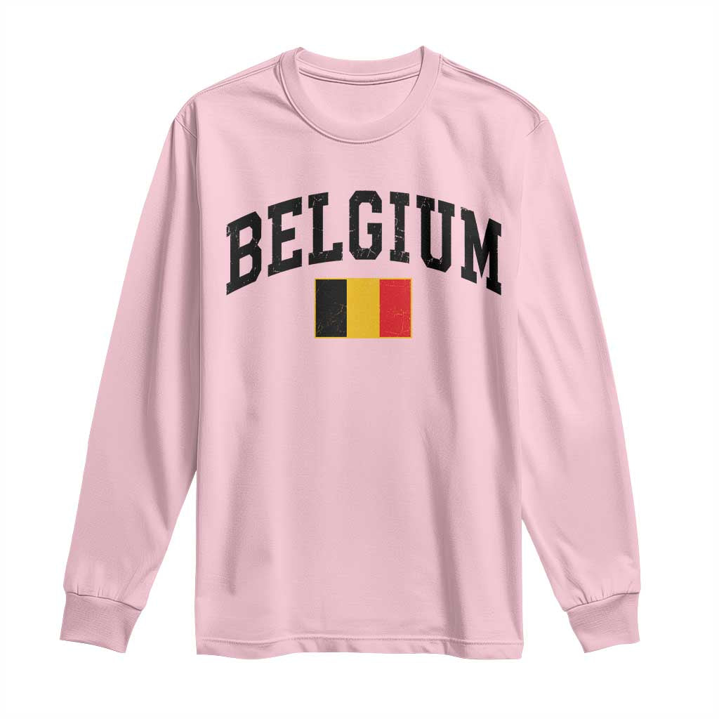 Vintage Belgium Long Sleeve Shirt Belgian Soccer Football Pride Gift for Fans TS10 Light Pink Print Your Wear