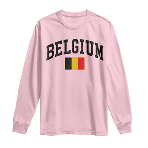 Vintage Belgium Long Sleeve Shirt Belgian Soccer Football Pride Gift for Fans TS10 Light Pink Print Your Wear