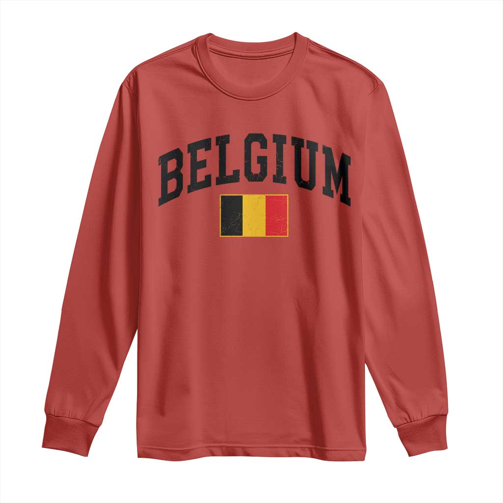 Vintage Belgium Long Sleeve Shirt Belgian Soccer Football Pride Gift for Fans TS10 Red Print Your Wear