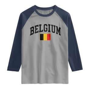 Vintage Belgium Raglan Shirt Belgian Soccer Football Pride Gift for Fans TS10 Sport Gray Navy Print Your Wear