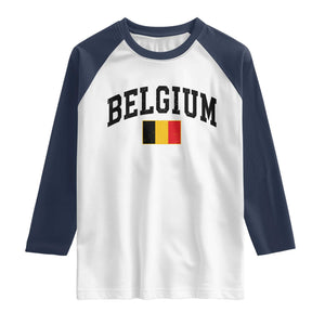 Vintage Belgium Raglan Shirt Belgian Soccer Football Pride Gift for Fans TS10 XS White Navy Print Your Wear