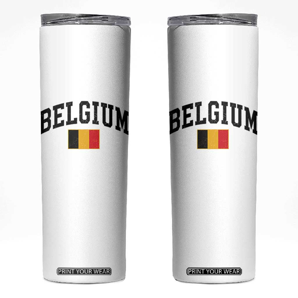 Vintage Belgium Skinny Tumbler Belgian Soccer Football Pride Gift for Fans TS10 White Print Your Wear