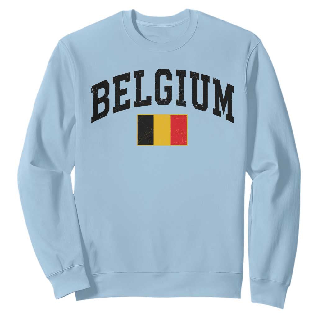 Vintage Belgium Sweatshirt Belgian Soccer Football Pride Gift for Fans TS10 S Light Blue Print Your Wear