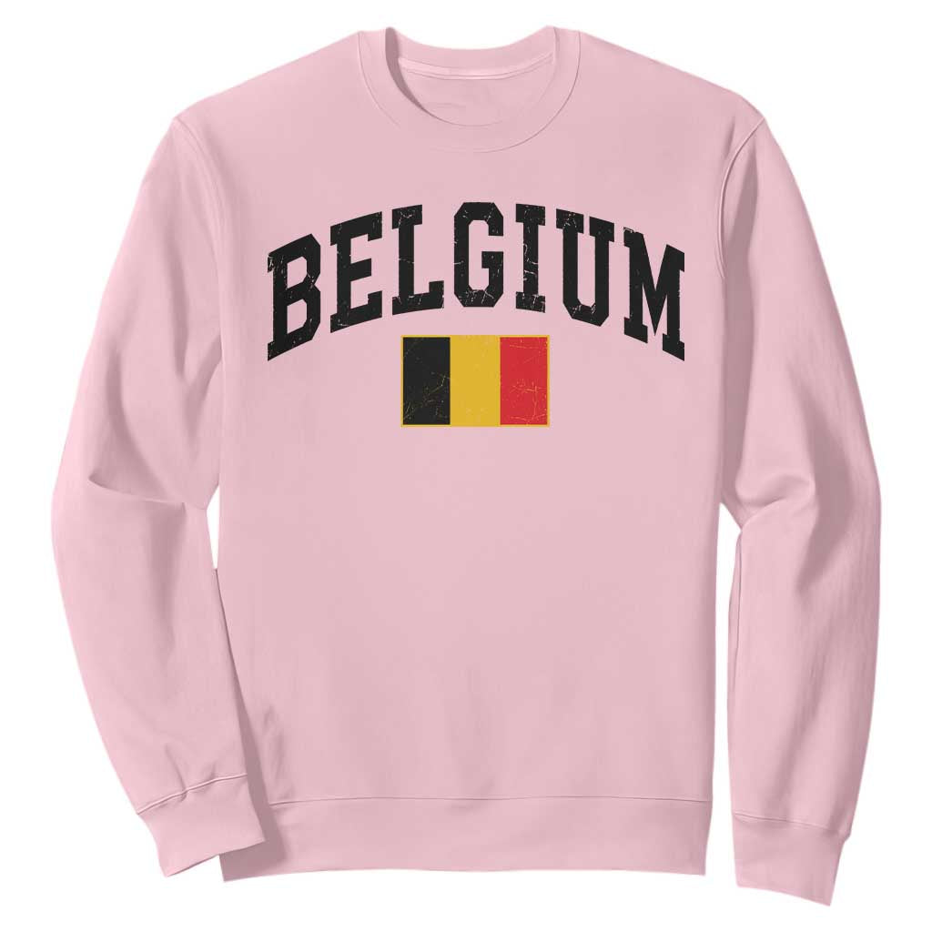 Vintage Belgium Sweatshirt Belgian Soccer Football Pride Gift for Fans TS10 Light Pink Print Your Wear