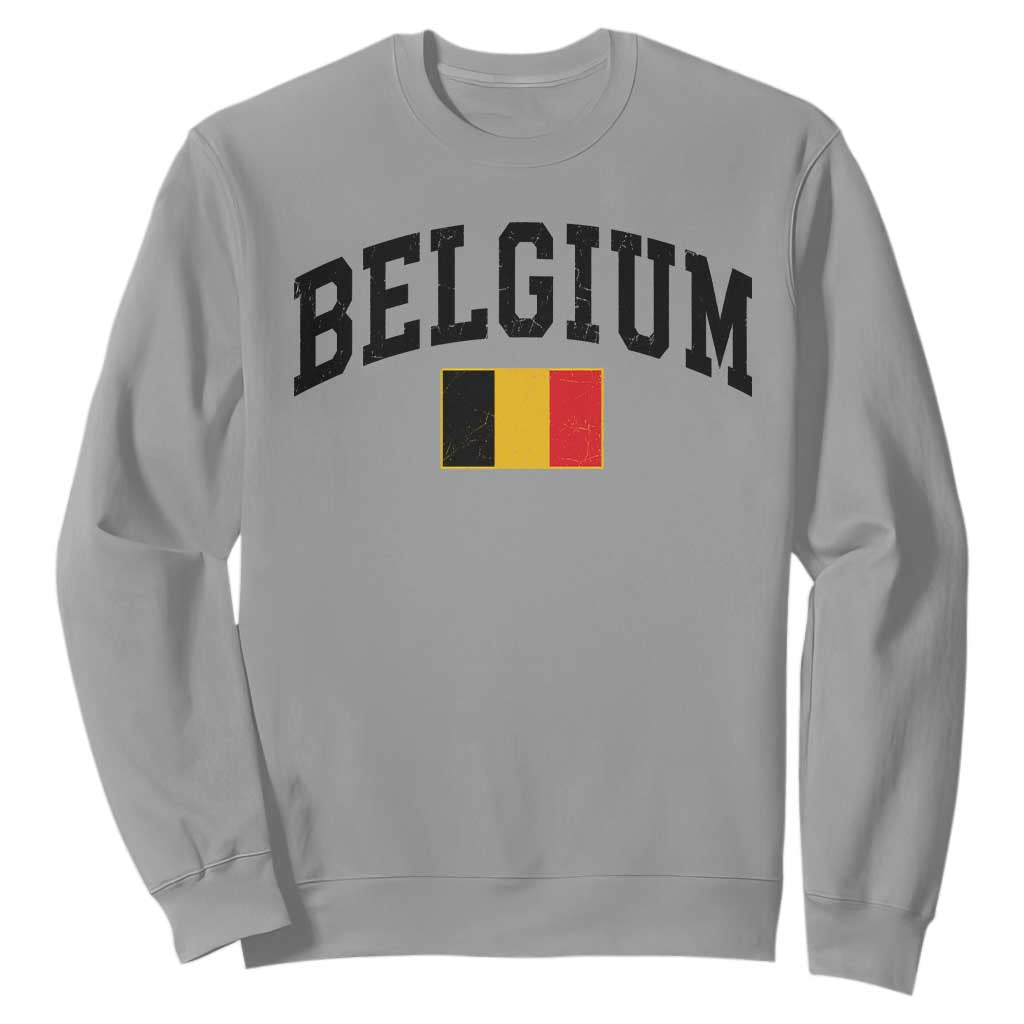 Vintage Belgium Sweatshirt Belgian Soccer Football Pride Gift for Fans TS10 Sport Gray Print Your Wear