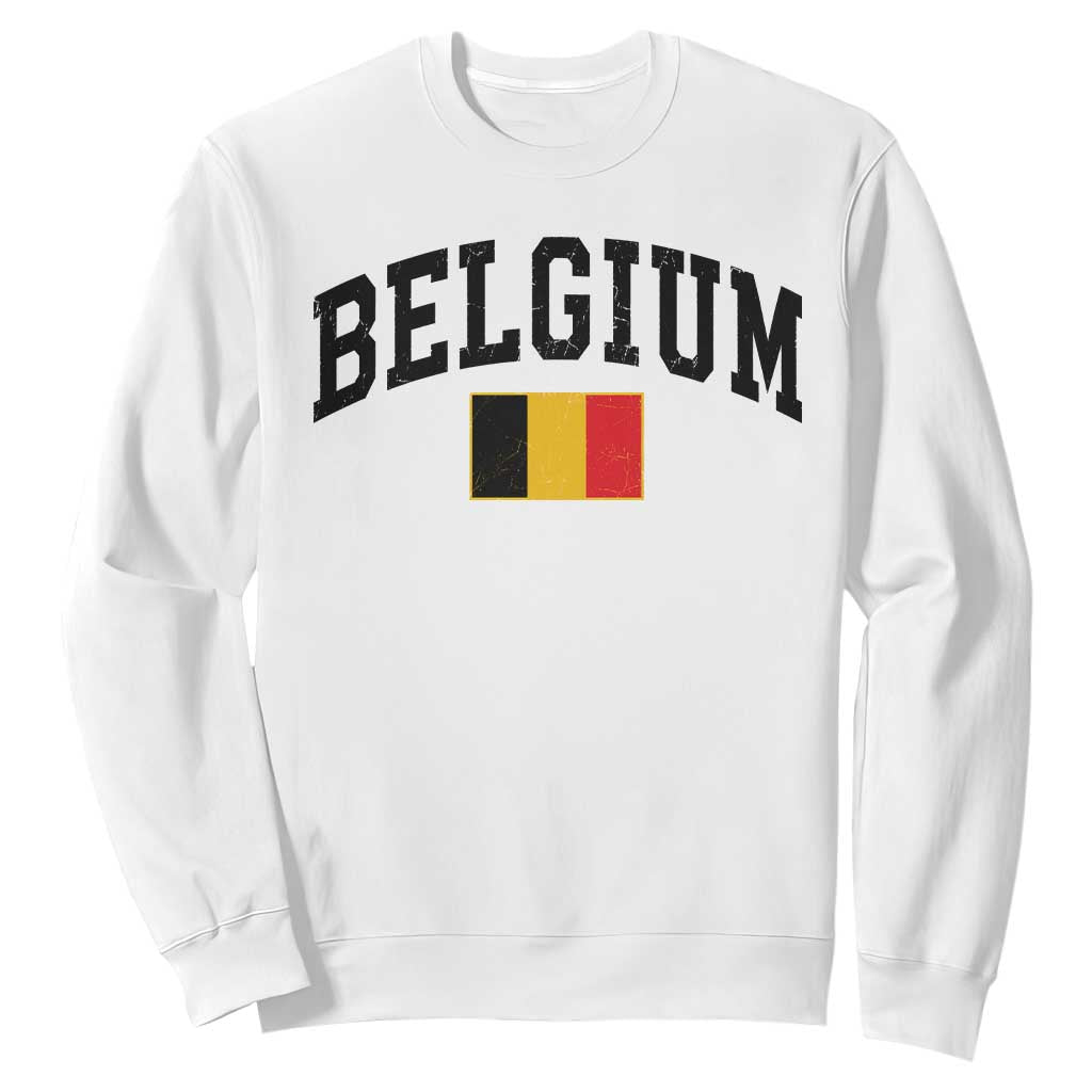 Vintage Belgium Sweatshirt Belgian Soccer Football Pride Gift for Fans TS10 White Print Your Wear