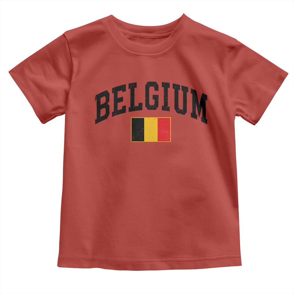 Vintage Belgium Toddler T Shirt Belgian Soccer Football Pride Gift for Fans TS10 Red Print Your Wear
