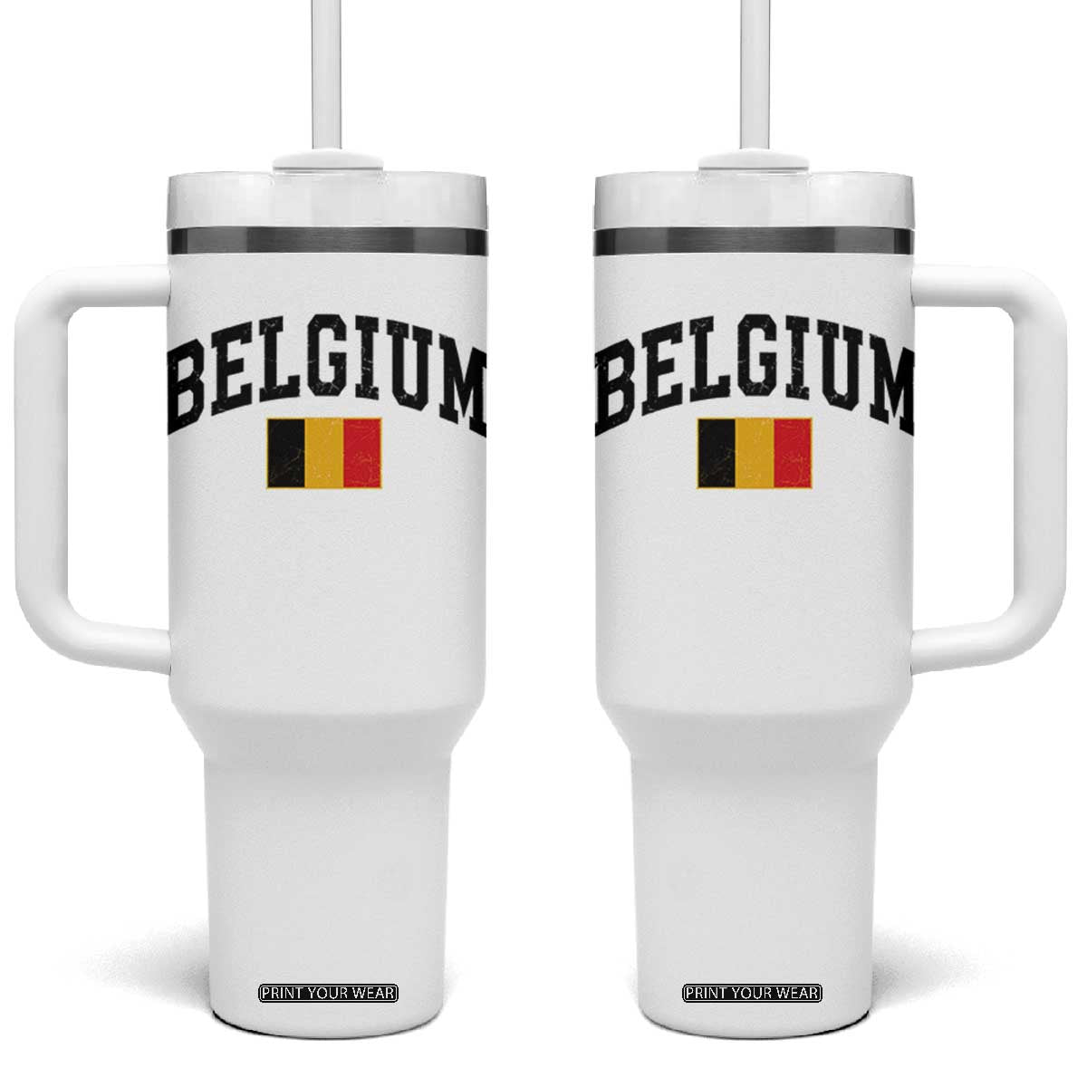 Vintage Belgium Tumbler With Handle Belgian Soccer Football Pride Gift for Fans TS10 One Size: 40 oz White Print Your Wear