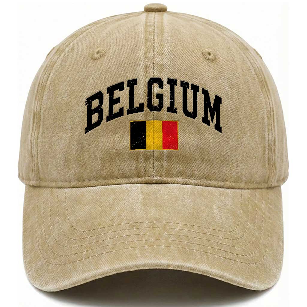 Vintage Belgium Washed Cotton Baseball Cap Belgian Soccer Football Pride Gift for Fans TS10 Print Your Wear