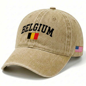 Vintage Belgium Washed Cotton Baseball Cap Belgian Soccer Football Pride Gift for Fans TS10 Print Your Wear