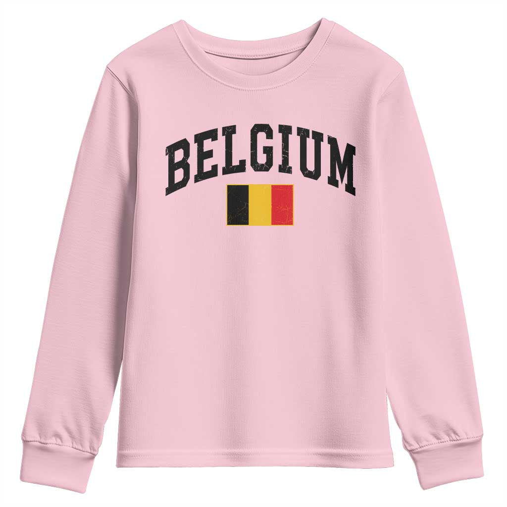 Vintage Belgium Youth Sweatshirt Belgian Soccer Football Pride Gift for Fans TS10 Light Pink Print Your Wear