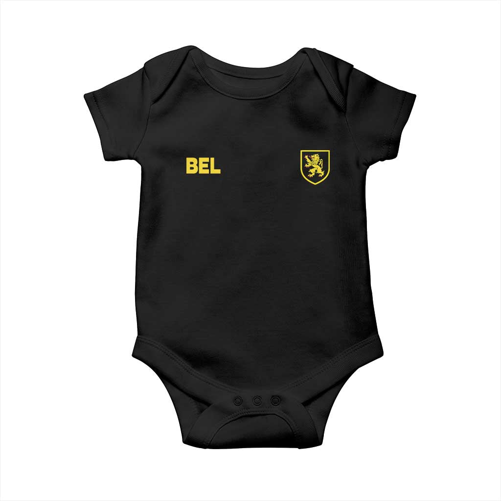 Vintage Belgium Baby Onesie Belgian Football Pride Belgium Lion Crest Soccer Graphic TS10 Black Print Your Wear