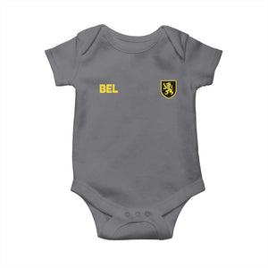 Vintage Belgium Baby Onesie Belgian Football Pride Belgium Lion Crest Soccer Graphic TS10 Charcoal Print Your Wear