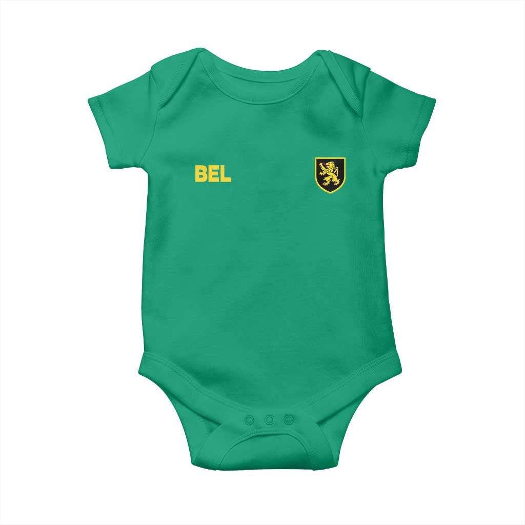 Vintage Belgium Baby Onesie Belgian Football Pride Belgium Lion Crest Soccer Graphic TS10 Irish Green Print Your Wear