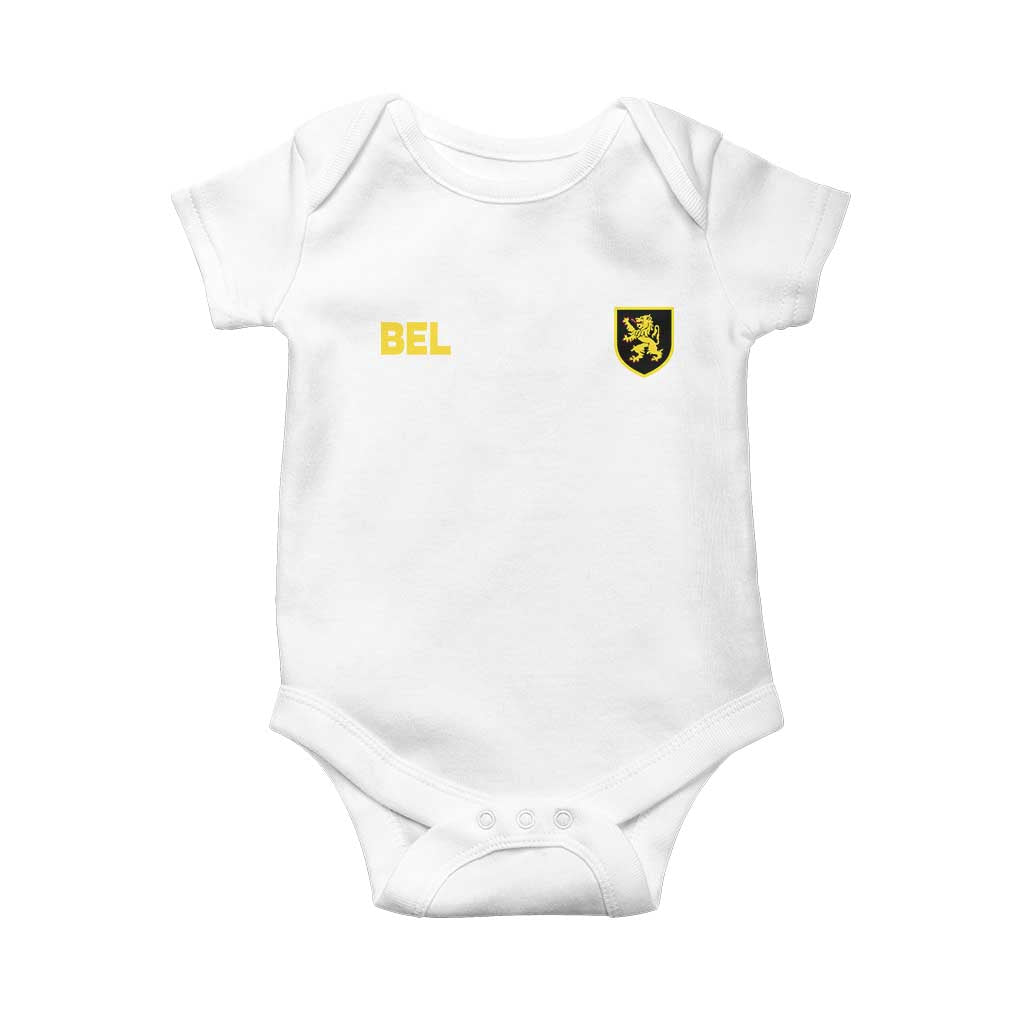 Vintage Belgium Baby Onesie Belgian Football Pride Belgium Lion Crest Soccer Graphic TS10 White Print Your Wear