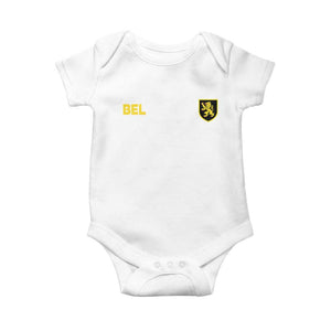 Vintage Belgium Baby Onesie Belgian Football Pride Belgium Lion Crest Soccer Graphic TS10 White Print Your Wear