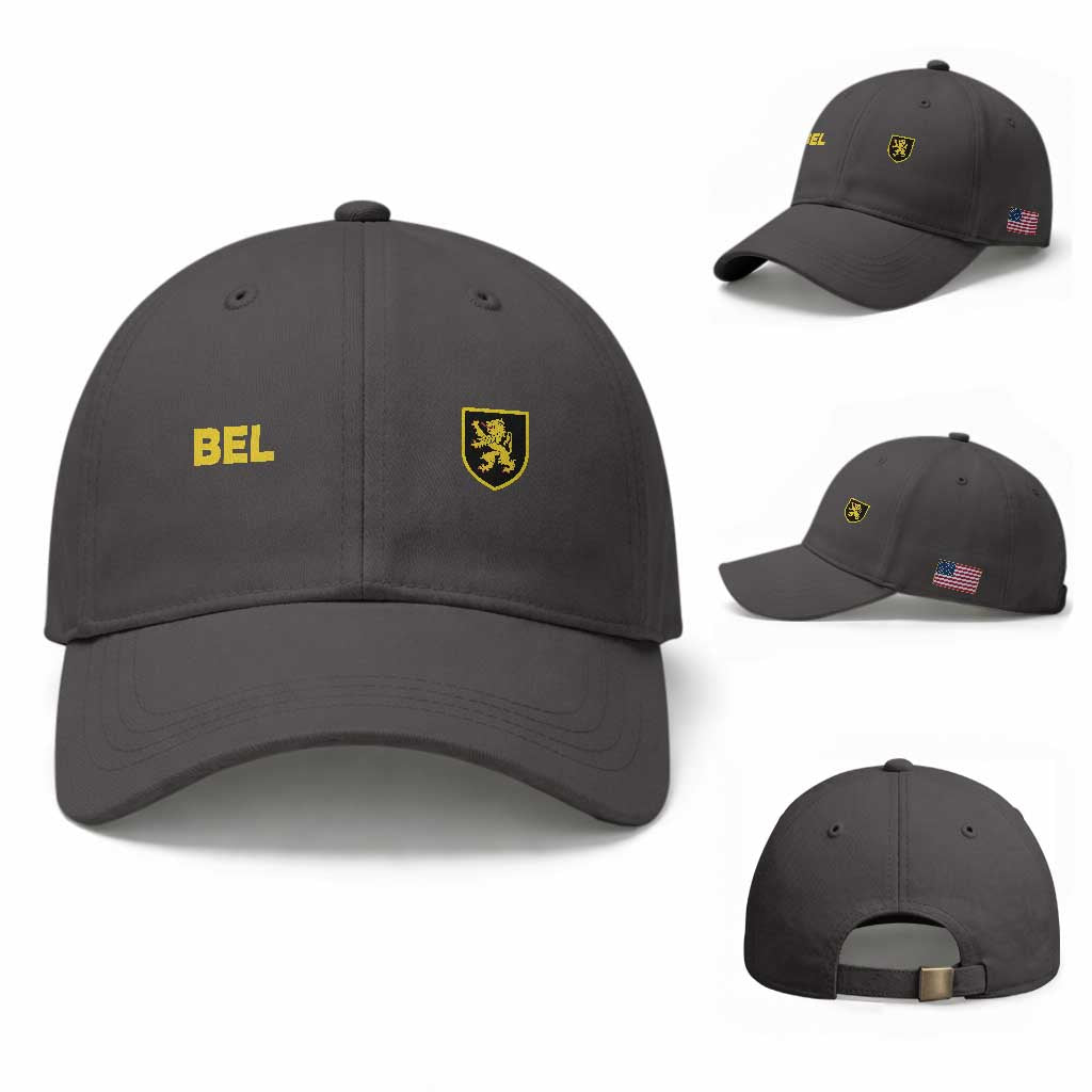 Vintage Belgium Baseball Cap Belgian Football Pride Belgium Lion Crest Soccer Graphic TS10 Baseball Cap Universal Fit Dark Gray Print Your Wear