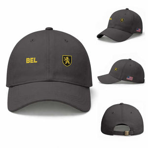Vintage Belgium Baseball Cap Belgian Football Pride Belgium Lion Crest Soccer Graphic TS10 Baseball Cap Universal Fit Dark Gray Print Your Wear
