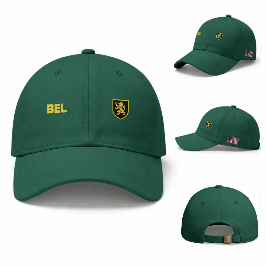 Vintage Belgium Baseball Cap Belgian Football Pride Belgium Lion Crest Soccer Graphic TS10 Baseball Cap Universal Fit Irish Green Print Your Wear
