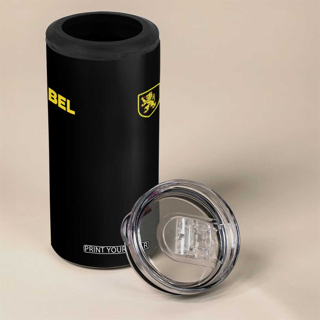 Vintage Belgium 4 in 1 Can Cooler Tumbler Belgian Football Pride Belgium Lion Crest Soccer Graphic TS10 Print Your Wear