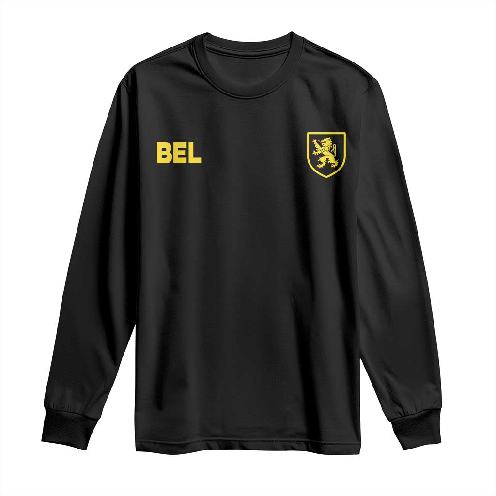 Vintage Belgium Long Sleeve Shirt Belgian Football Pride Belgium Lion Crest Soccer Graphic TS10 Black Print Your Wear