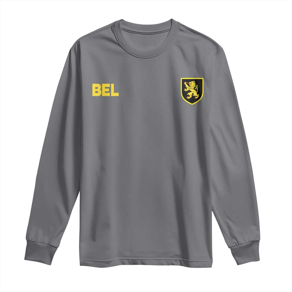 Vintage Belgium Long Sleeve Shirt Belgian Football Pride Belgium Lion Crest Soccer Graphic TS10 Charcoal Print Your Wear