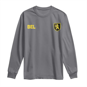 Vintage Belgium Long Sleeve Shirt Belgian Football Pride Belgium Lion Crest Soccer Graphic TS10 Charcoal Print Your Wear