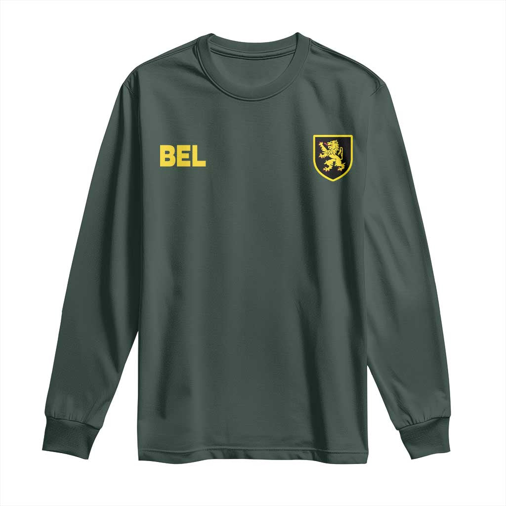 Vintage Belgium Long Sleeve Shirt Belgian Football Pride Belgium Lion Crest Soccer Graphic TS10 S Dark Forest Green Print Your Wear
