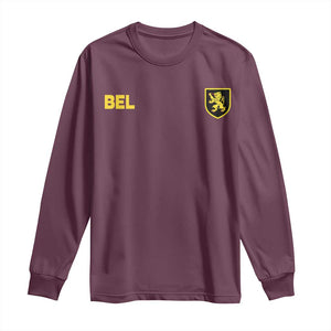 Vintage Belgium Long Sleeve Shirt Belgian Football Pride Belgium Lion Crest Soccer Graphic TS10 Maroon Print Your Wear